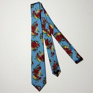 The Tie Bar Silk Blue Floral Slim Tie